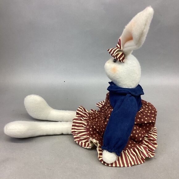 VTG Artisan Flair Miss Elle’s Patriotic Dress Plush Rabbit - 16.5” - Picture 6 of 14